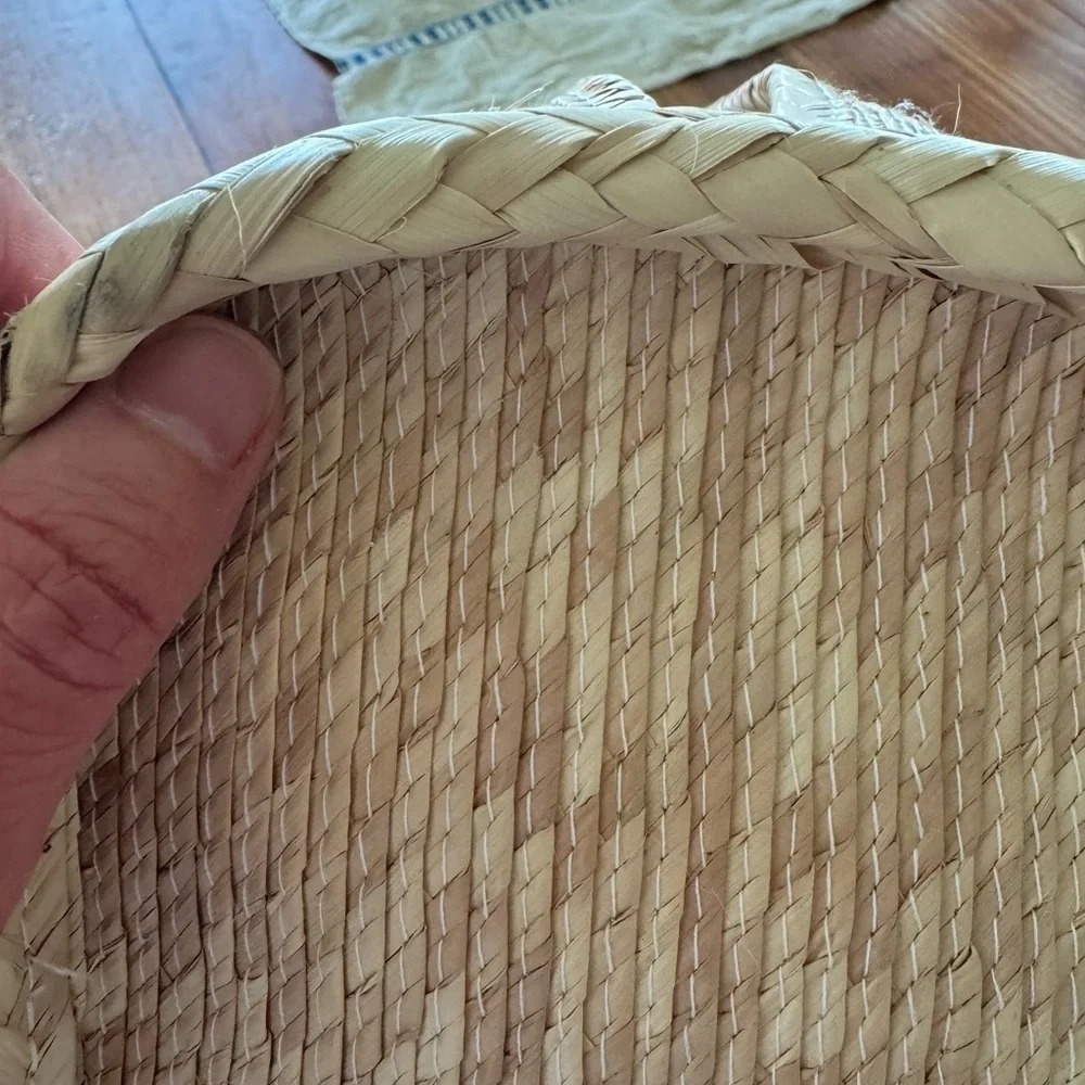Straw Tote Beach Bag with Circle Handle